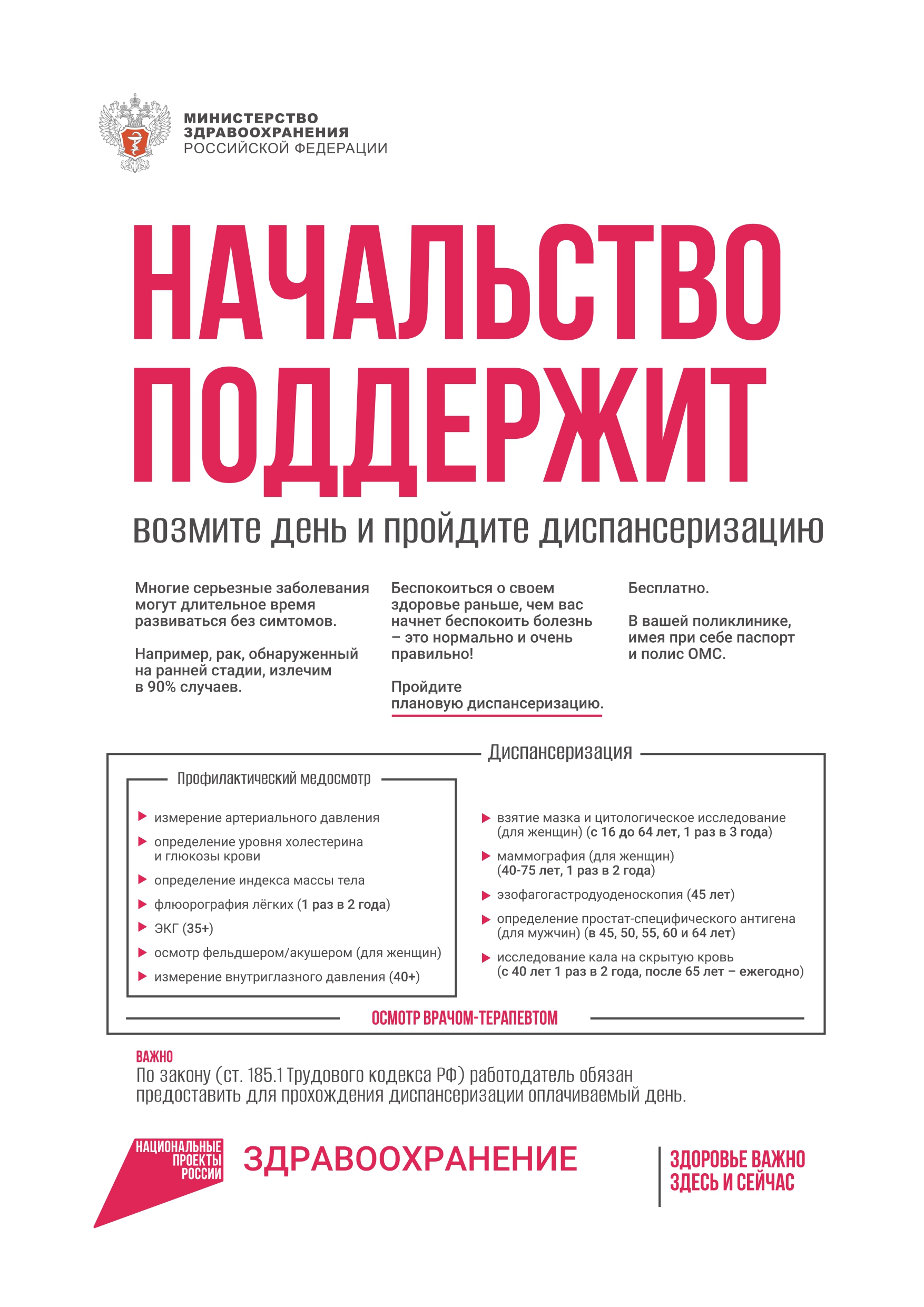 Начальство поддержит. Возьмите день и пройдите диспансеризацию - ГБУЗ  Республики Мордовия «Атяшевская РБ»